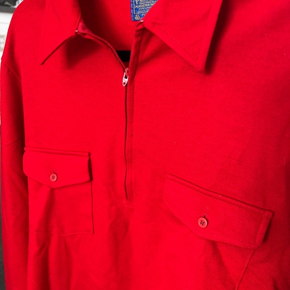 Vintage PENDLETON Red Wool 1/2 Zip Lumberjack Shirt Large. - Picture 2 of 4